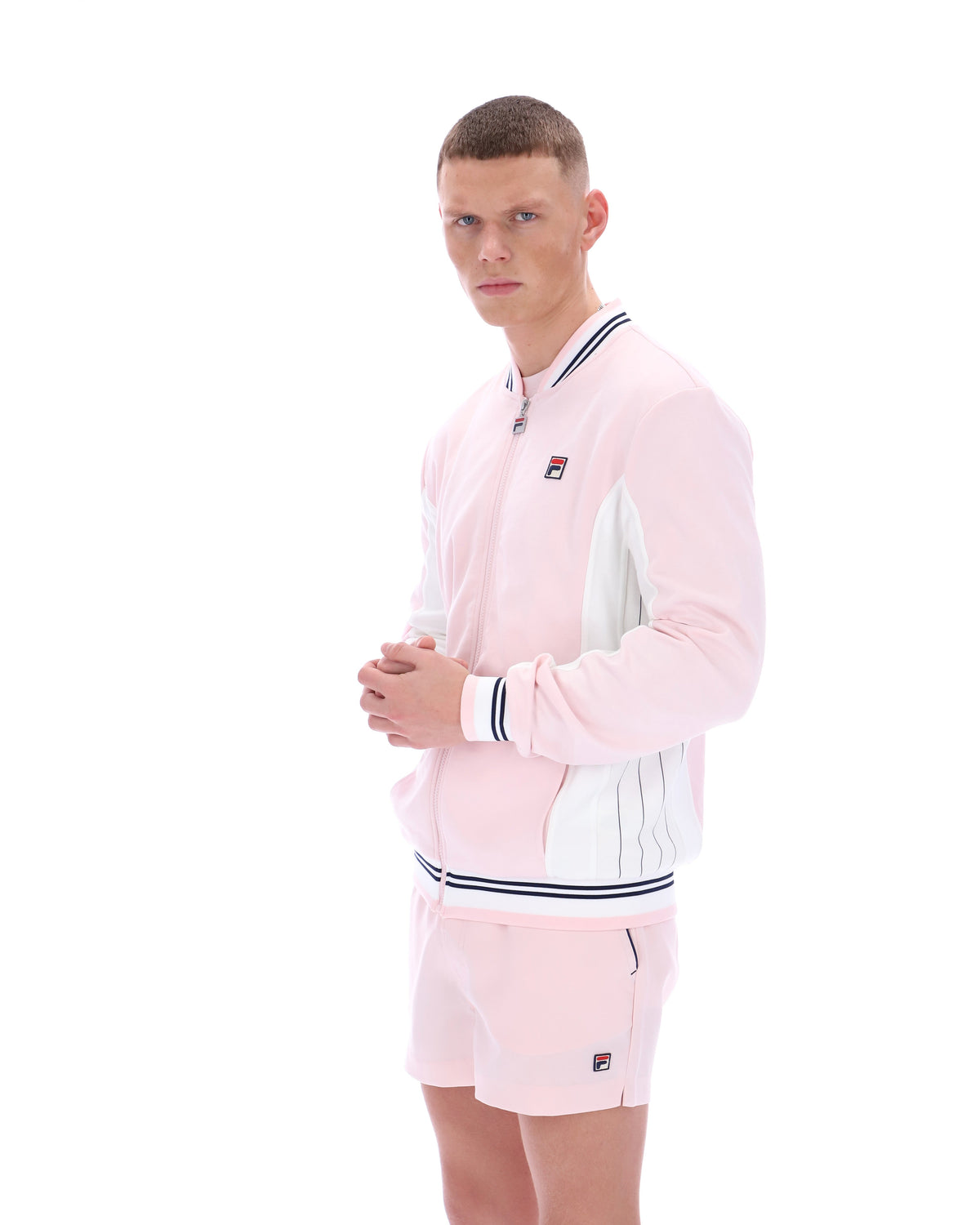 Pale Pink Settanta Baseball Track Top - Light Baby Pink