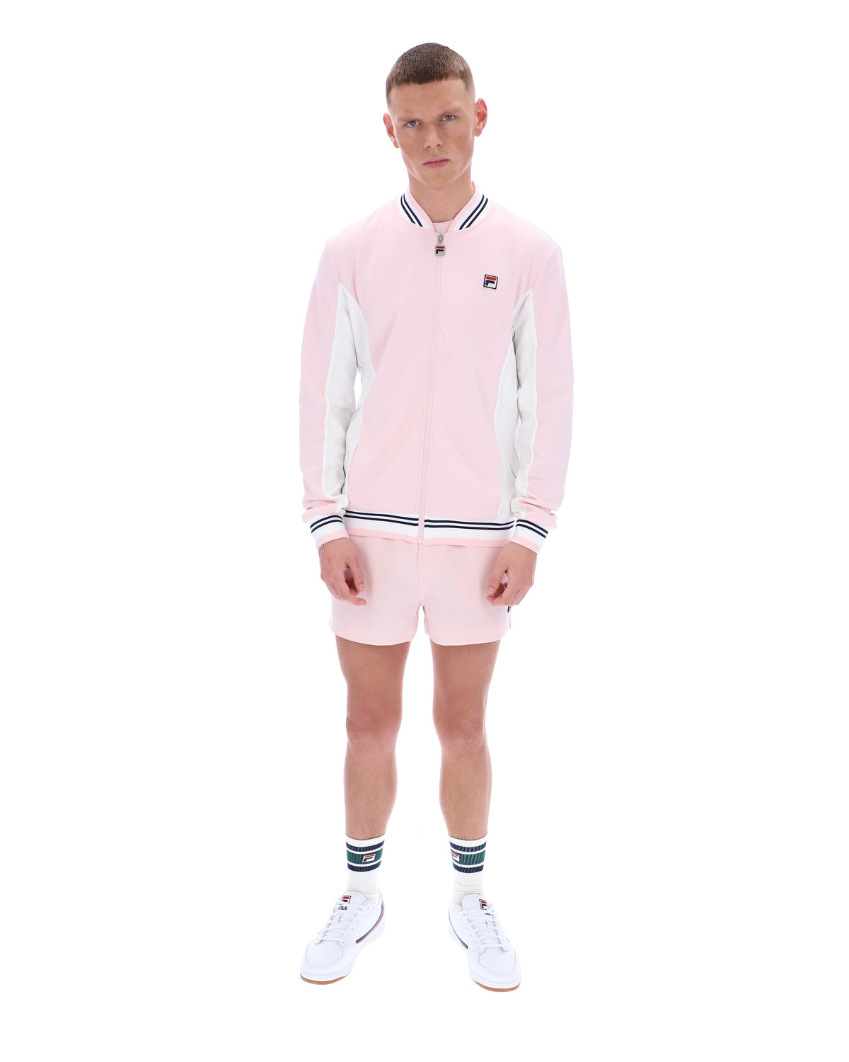 Pale Pink Settanta Baseball Track Top - Light Baby Pink