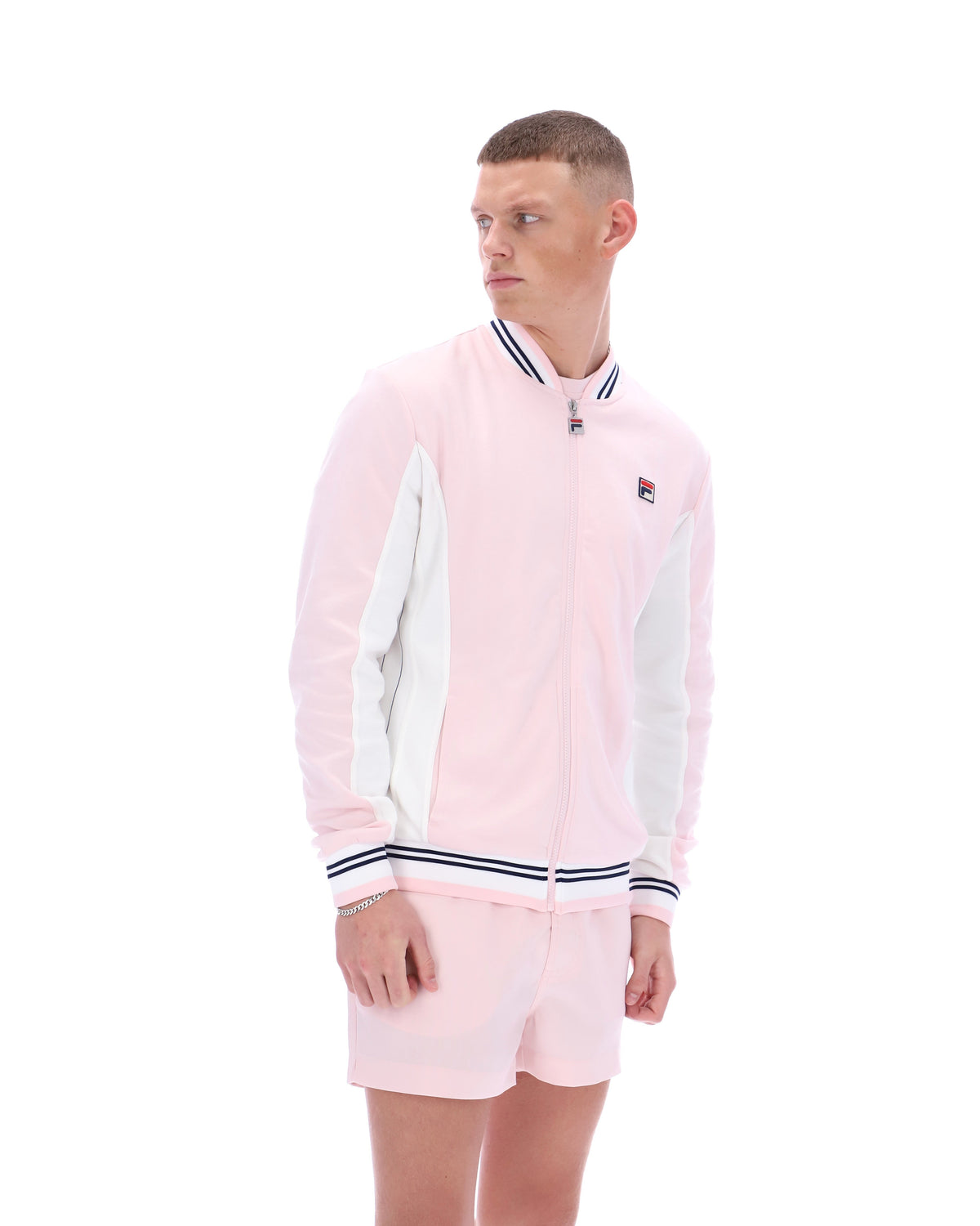 Pale Pink Settanta Baseball Track Top - Light Baby Pink
