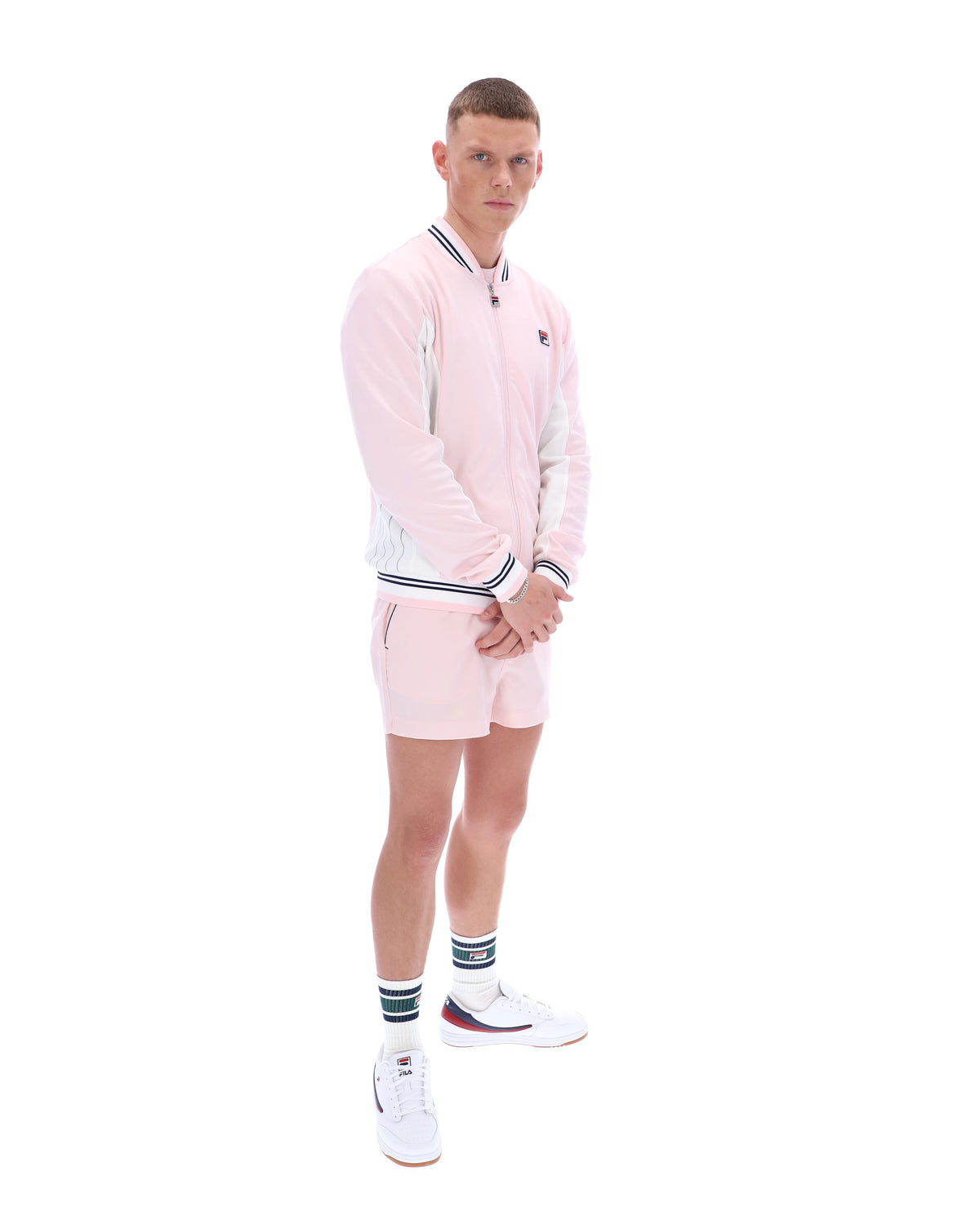 Pale Pink Settanta Baseball Track Top - Light Baby Pink