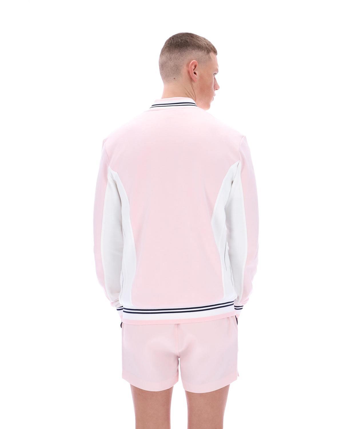 Pale Pink Settanta Baseball Track Top - Light Baby Pink