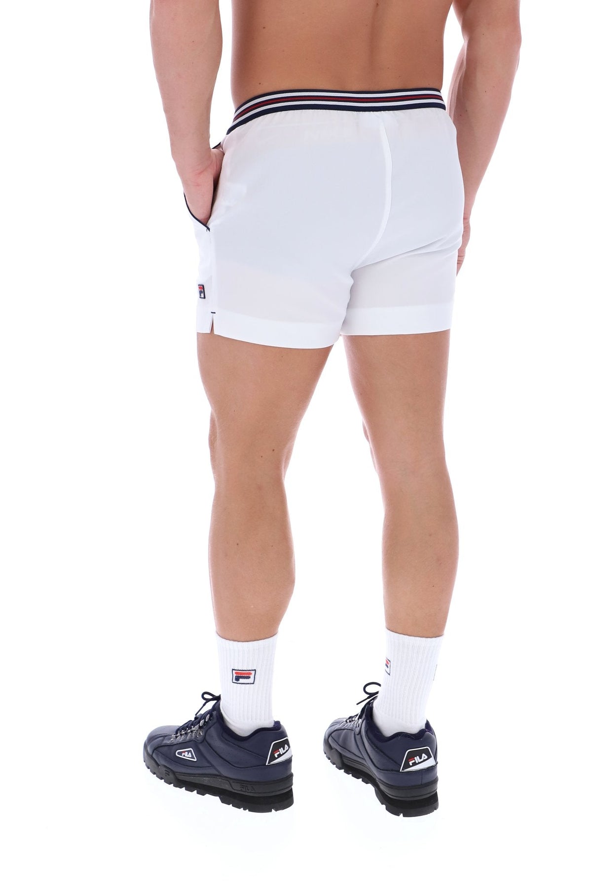 White High Tide Terry Pocket Stripe Shorts - White