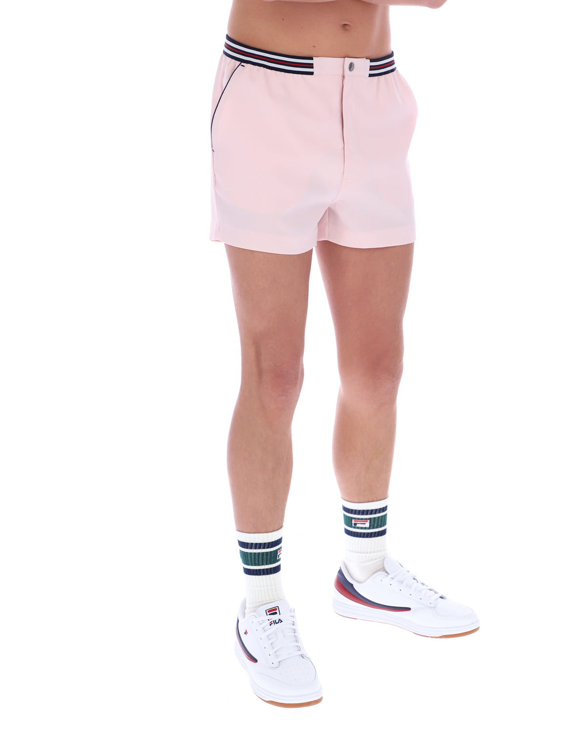 Pale Pink High Tide Terry Pocket Stripe Shorts - Light Baby Pink