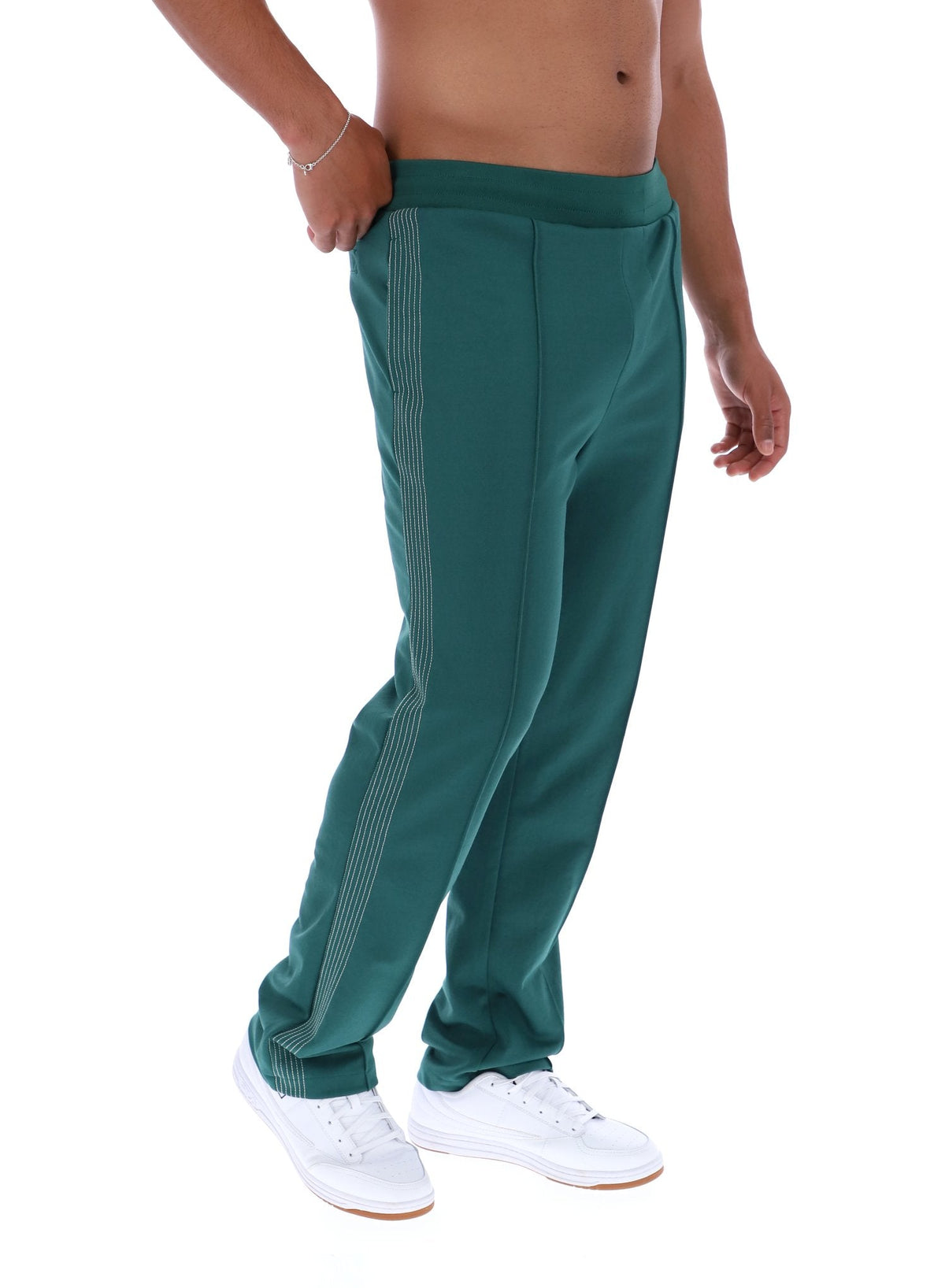Rain Forest Tavis Contrast Stitch Straight Leg Jogger - Rain Forest