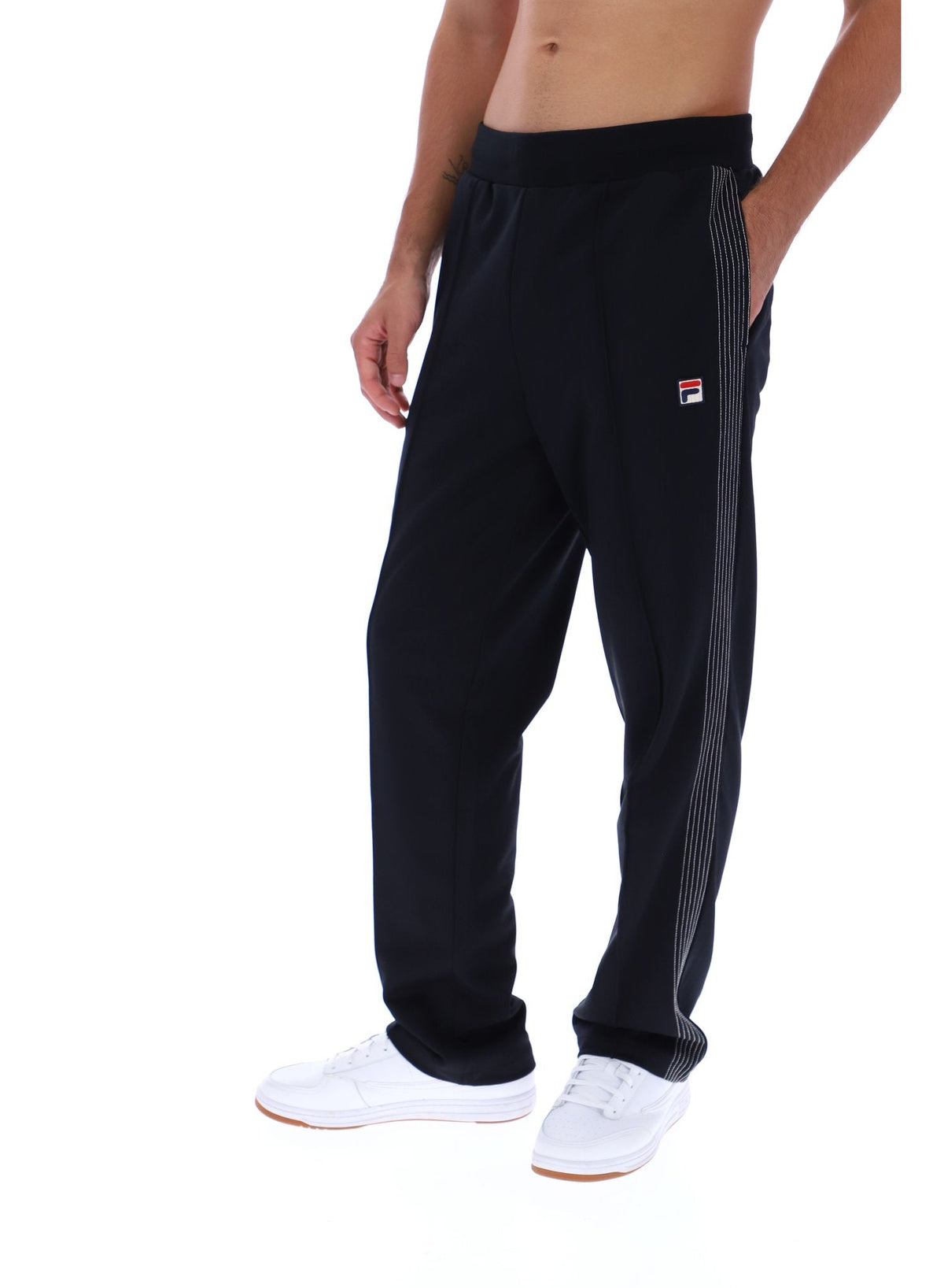 Black Tavis Contrast Stitch Straight Leg Jogger - Black
