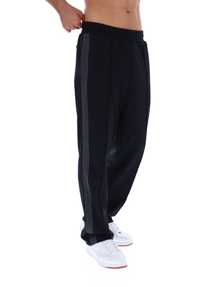 Black Tavis Contrast Stitch Straight Leg Jogger - Black
