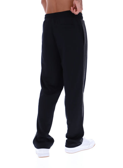 Black Tavis Contrast Stitch Straight Leg Jogger - Black