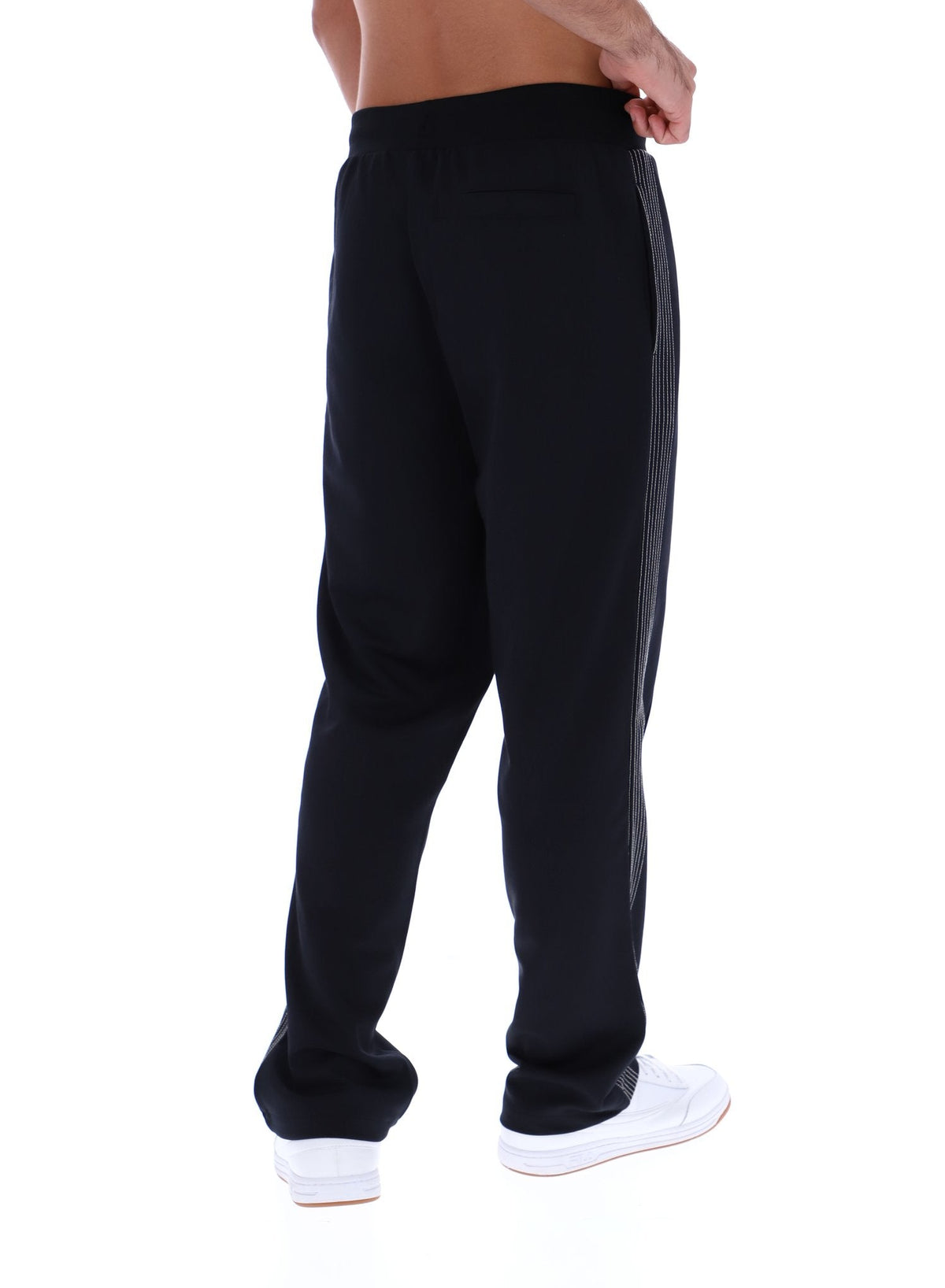 Black Tavis Contrast Stitch Straight Leg Jogger - Black