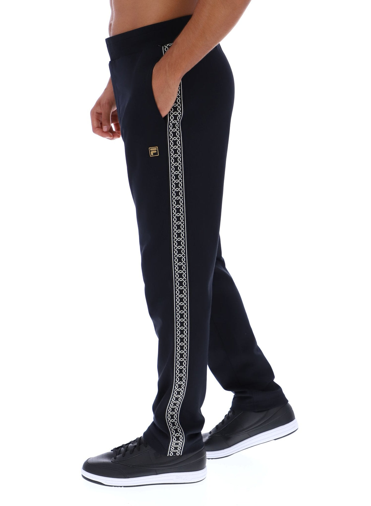 Black Layton Straight Leg Pants with Tape Detail - Black