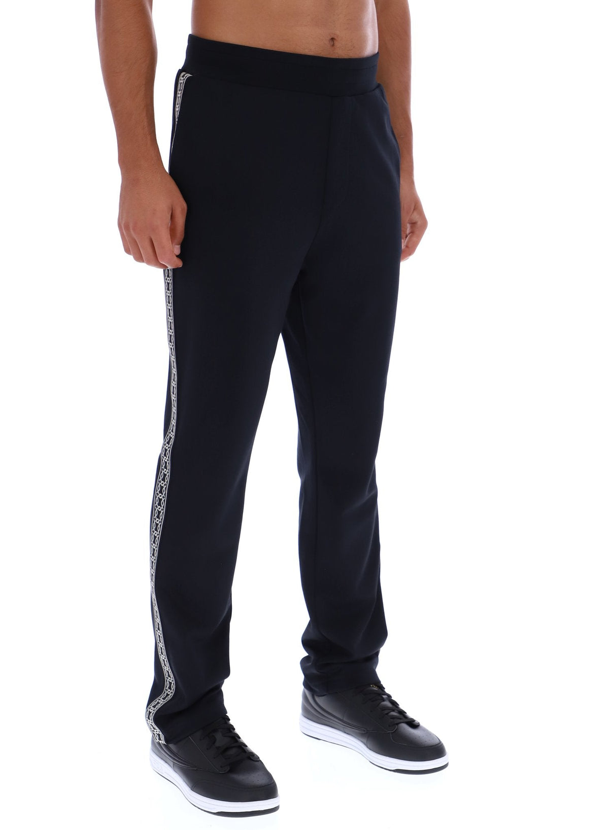 Black Layton Straight Leg Pants with Tape Detail - Black