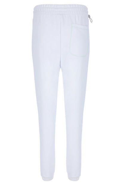 White Contrast Stitch Unisex Sweatpants - White