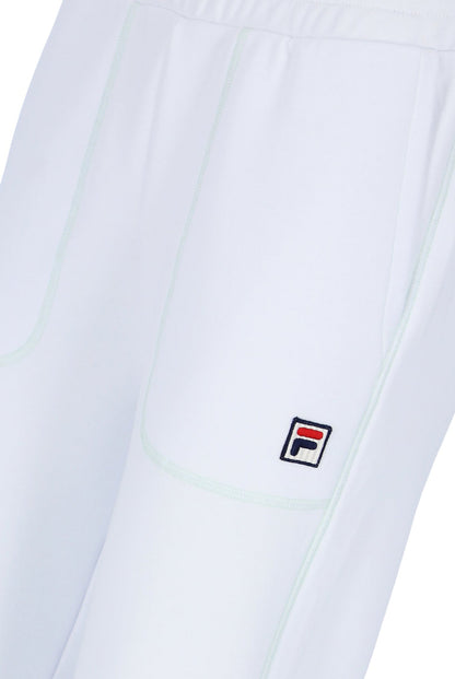White Contrast Stitch Unisex Sweatpants - White