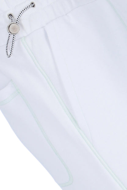 White Contrast Stitch Unisex Sweatpants - White