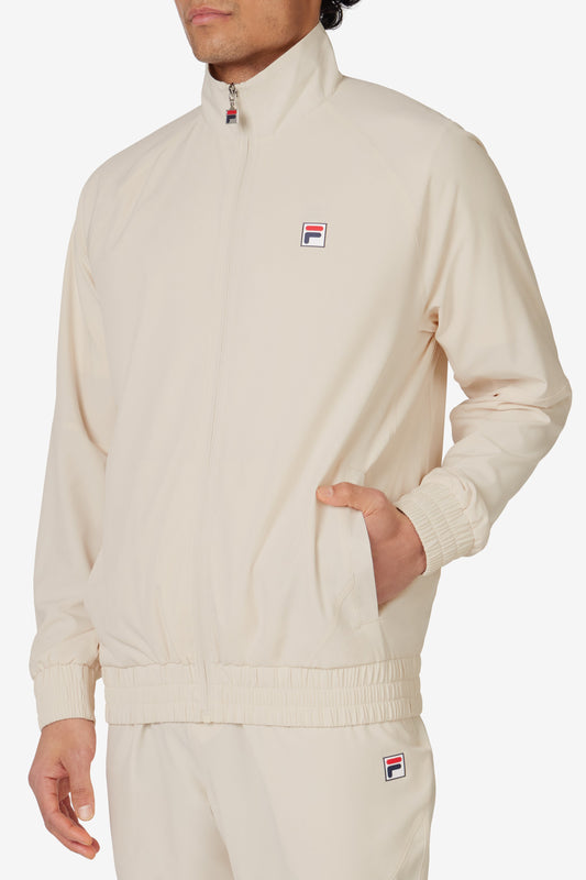 Beige Tennis Woven Court Track Top - Beige