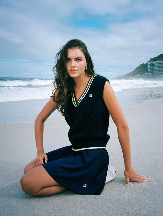 Fila Navy Jorja Cable Knit Vest - Fila Navy