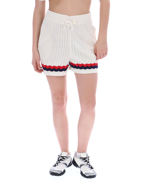 Fino Knitted Crochet Shorts - Neutral White