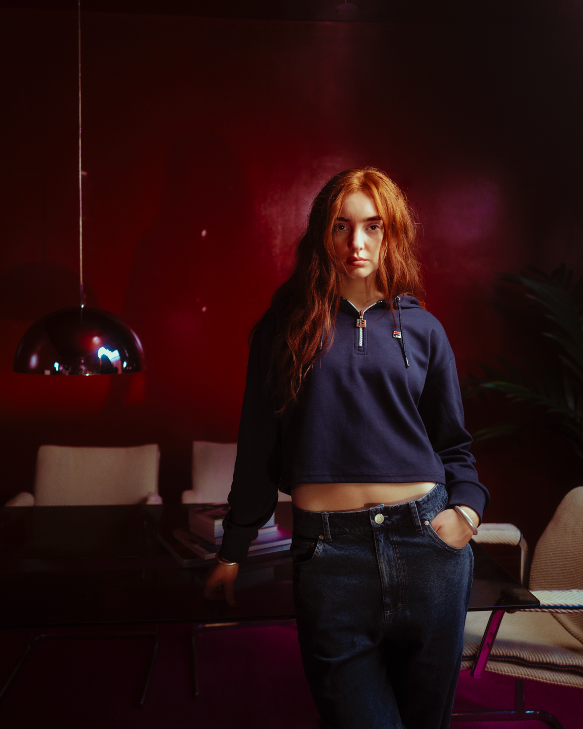 Fila Navy Fiorella 1/4 Zip Up Hoodie - Fila Navy