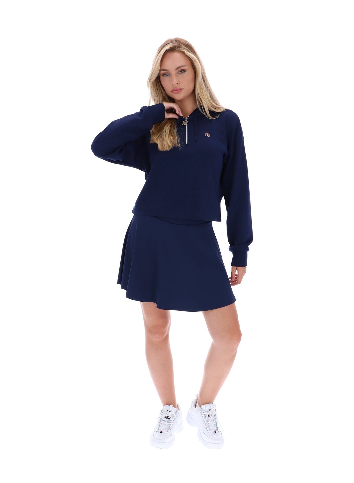 Fila Navy Fiorella 1/4 Zip Up Hoodie - Fila Navy