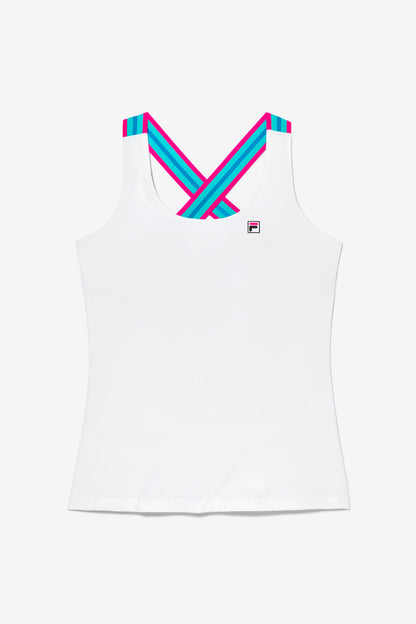 White Tennis BNP Cross Back Tank - White