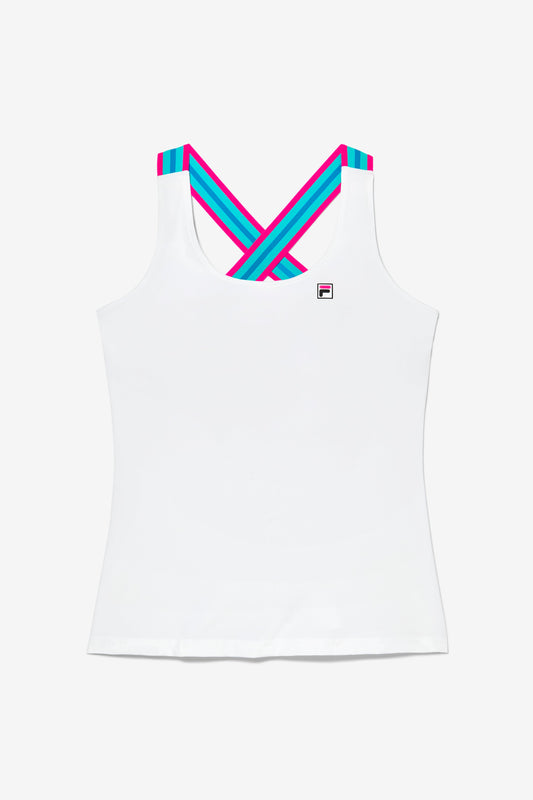White Tennis BNP Cross Back Tank - White