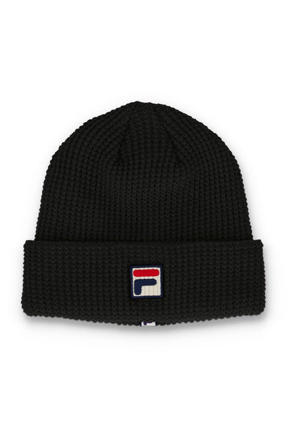 Black Kudoslux Reverse Knit Turn Up Beanie - Black