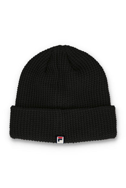 Black Kudoslux Reverse Knit Turn Up Beanie - Black