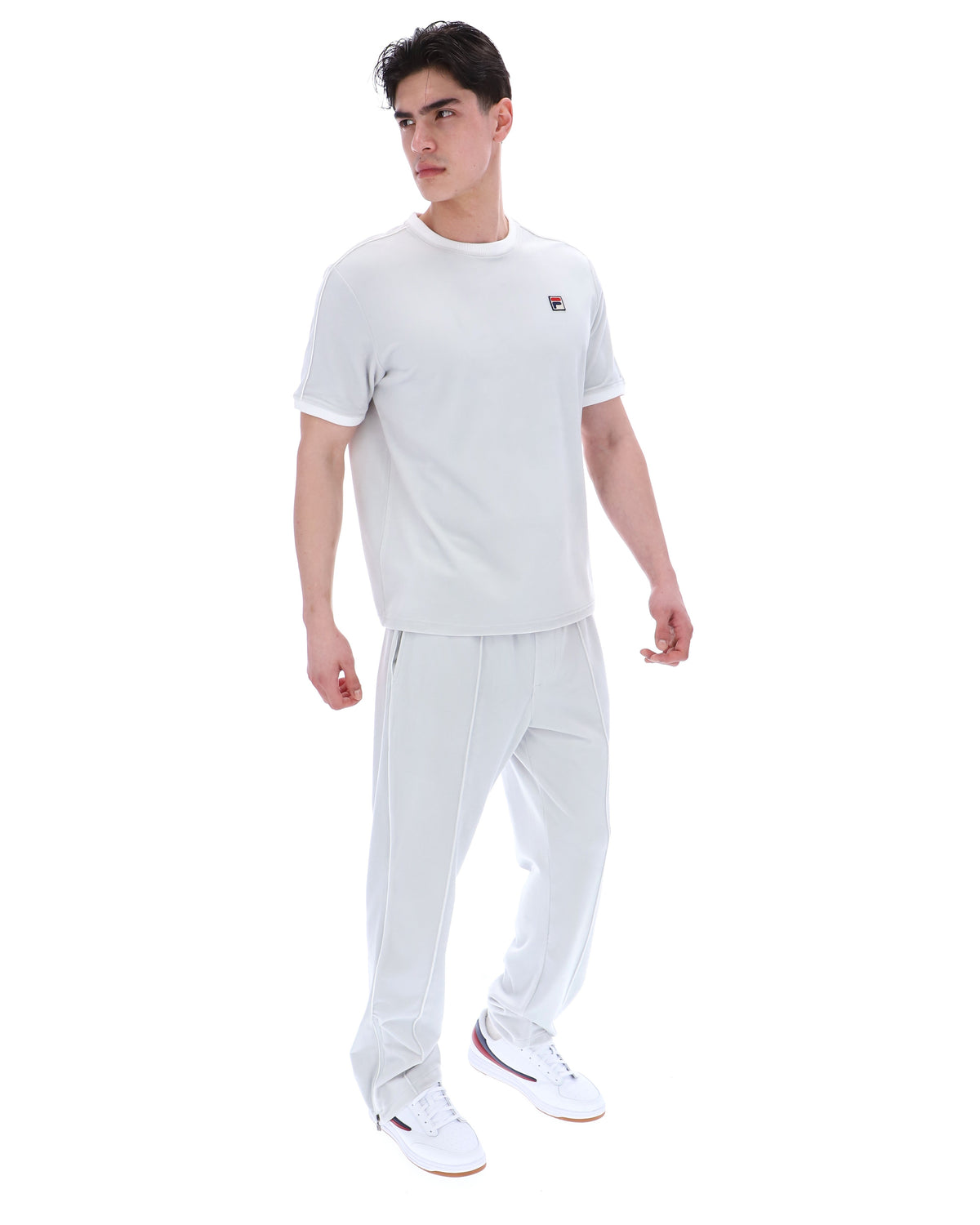 Dawn Blue Basilio Velour Tee - White