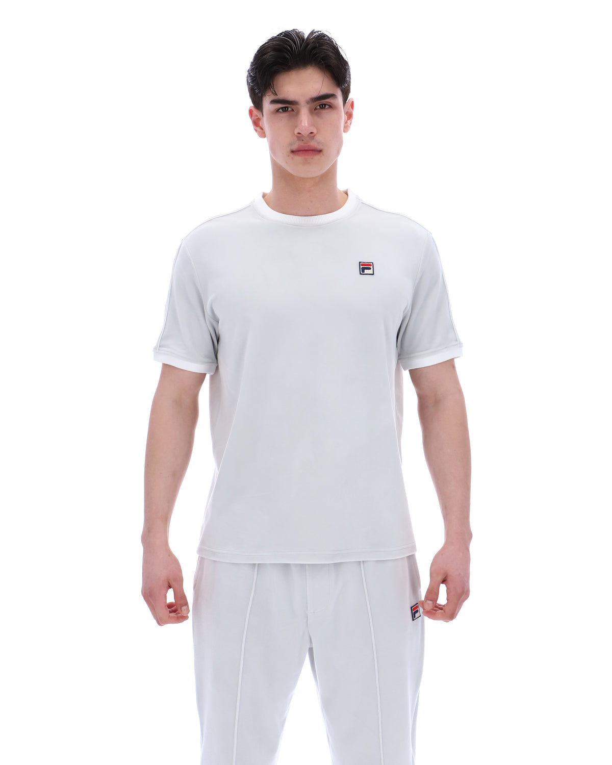 Dawn Blue Basilio Velour Tee - White