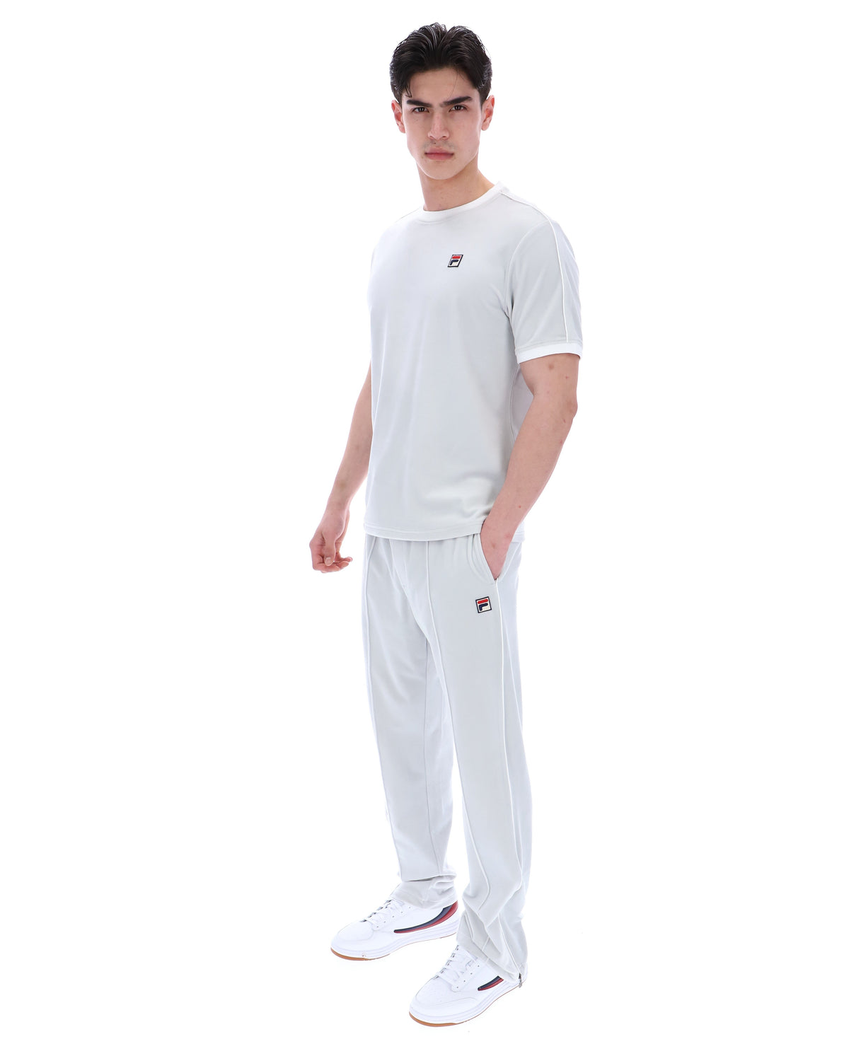 Dawn Blue Basilio Velour Tee - White