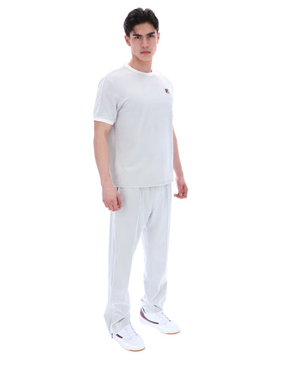 Dawn Blue Basilio Velour Tee - White