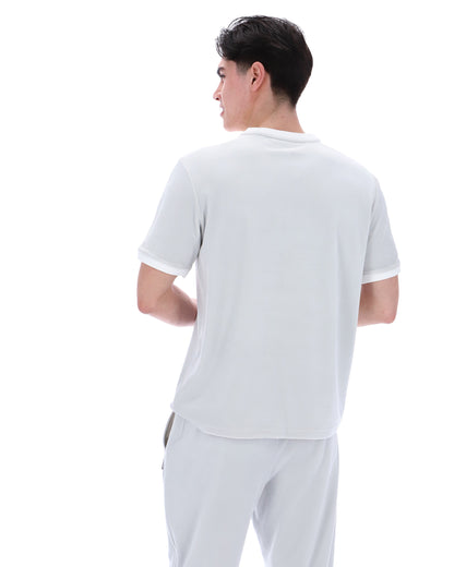 Dawn Blue Basilio Velour Tee - White