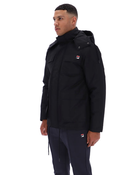 Black Liam Cargo Padded Jacket - Black