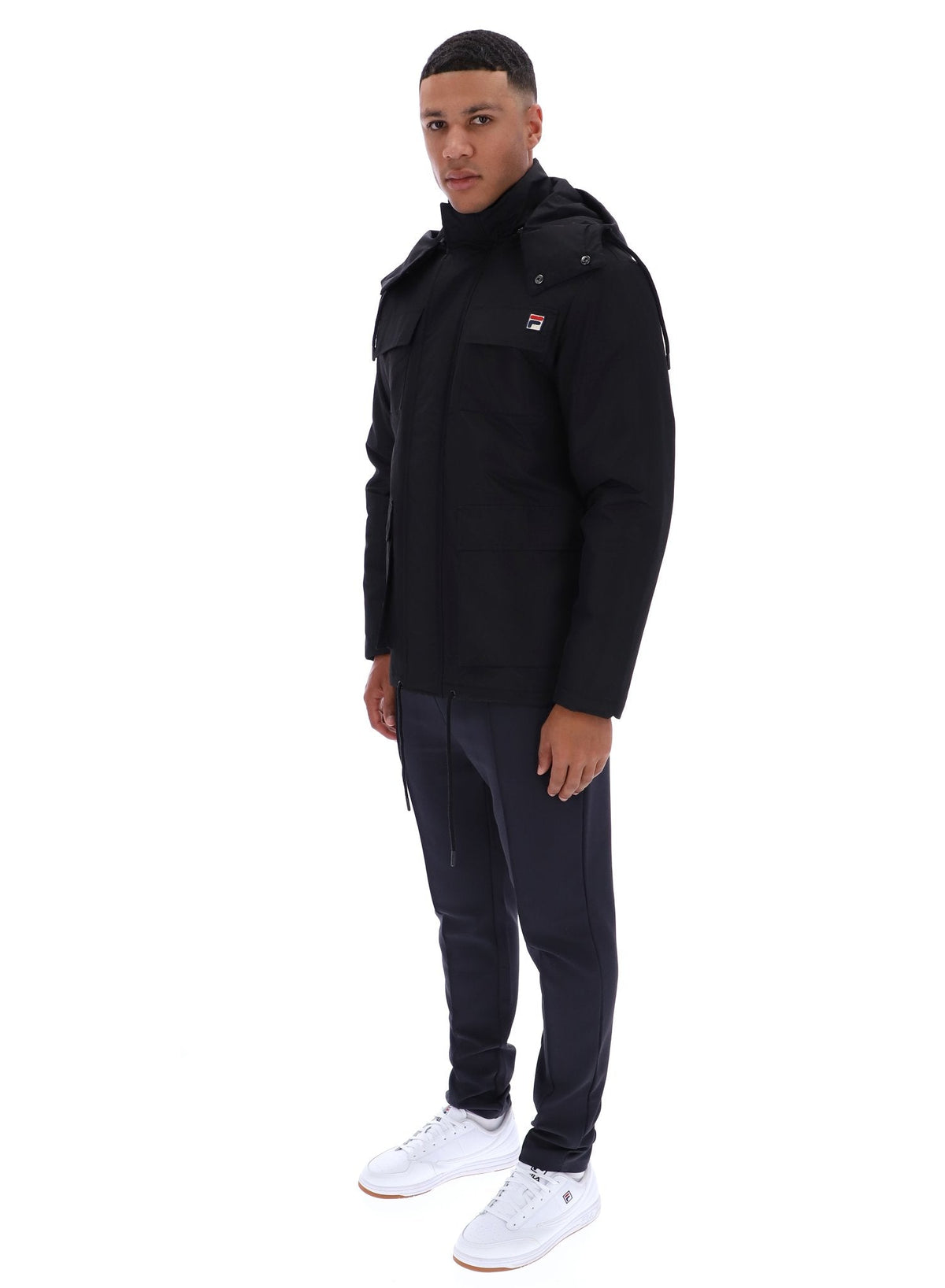 Black Liam Cargo Padded Jacket - Black