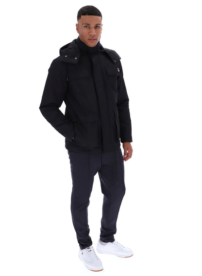 Black Liam Cargo Padded Jacket - Black