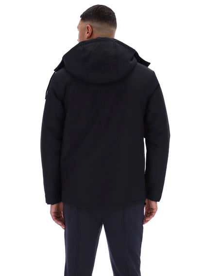 Black Liam Cargo Padded Jacket - Black