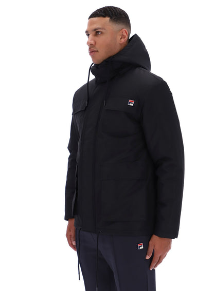 Black Liam Cargo Padded Jacket - Black