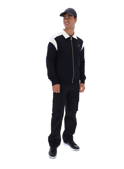 Black Morton Full Zip Jacket with Contrast Panels - Black