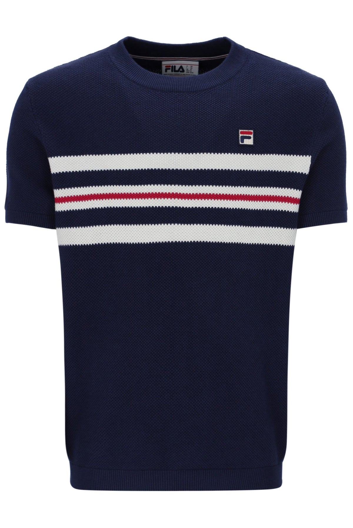 Fila Navy Gerardo Mesh Stripe Knitted Tee - Bold Navy