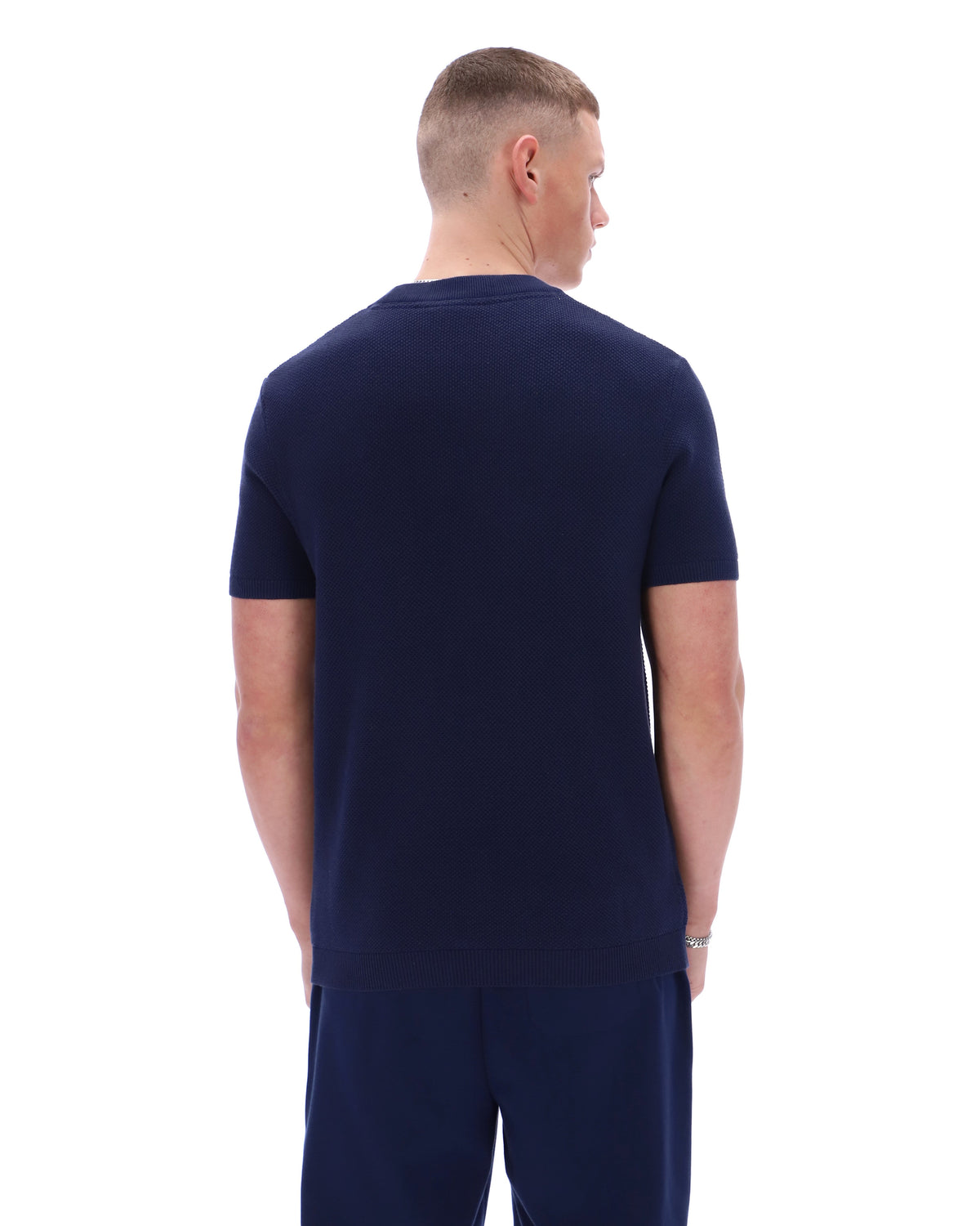 Fila Navy Gerardo Mesh Stripe Knitted Tee - Bold Navy