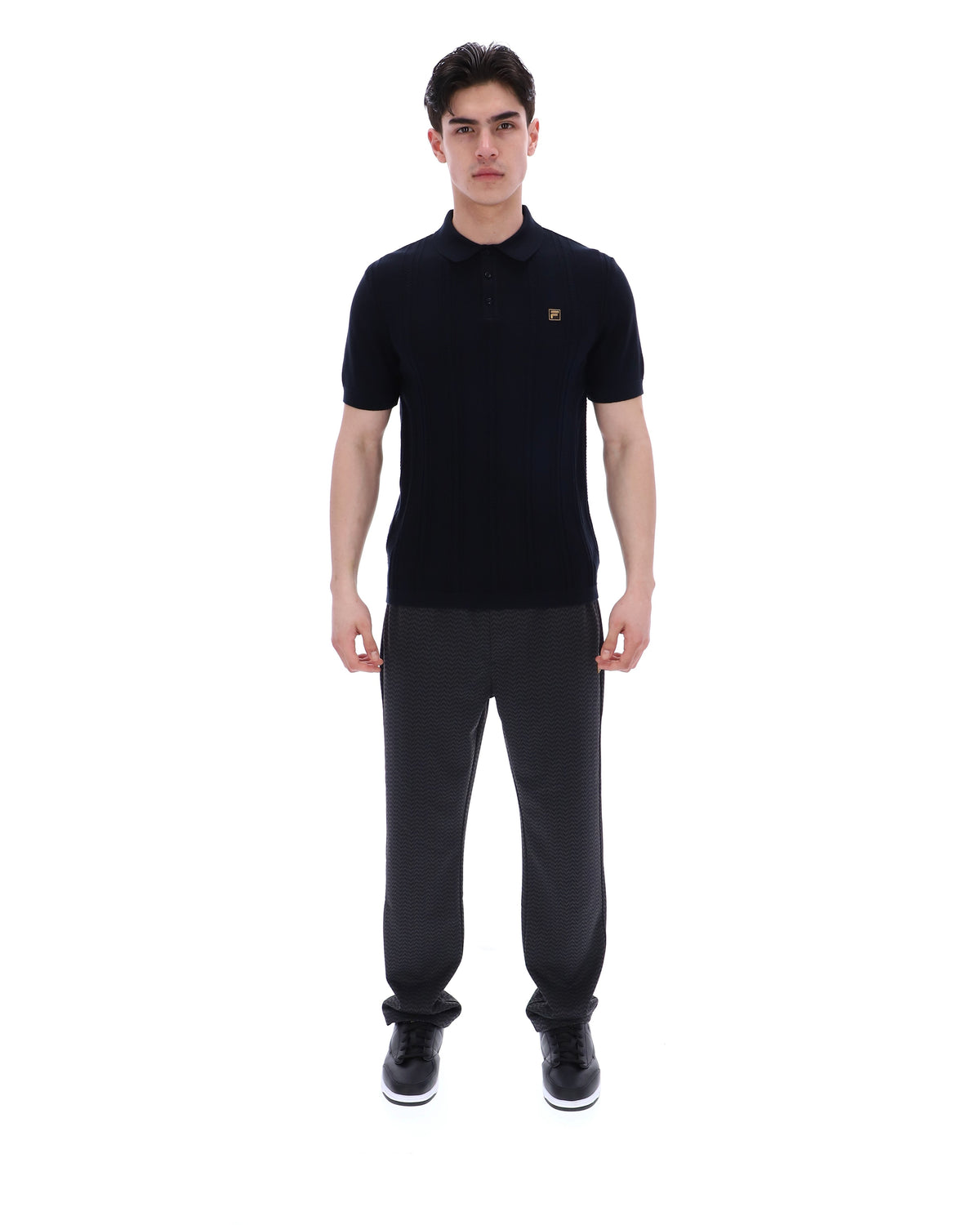 Black Barns Knitted Polo - Black