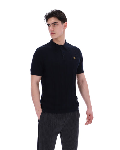 Black Barns Knitted Polo - Black