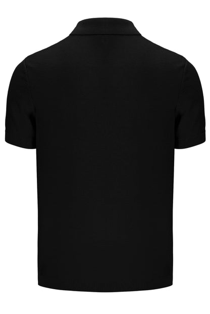 Black Barns Knitted Polo - Black