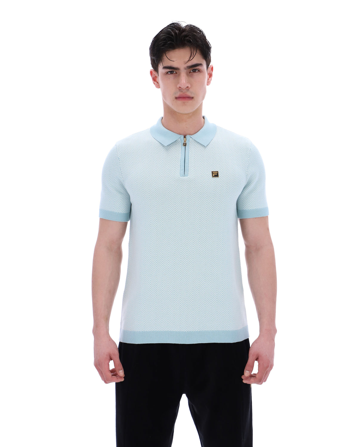 Sterling Blue Marty Zip Polo - Baby Blue