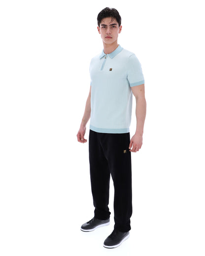 Sterling Blue Marty Zip Polo - Baby Blue