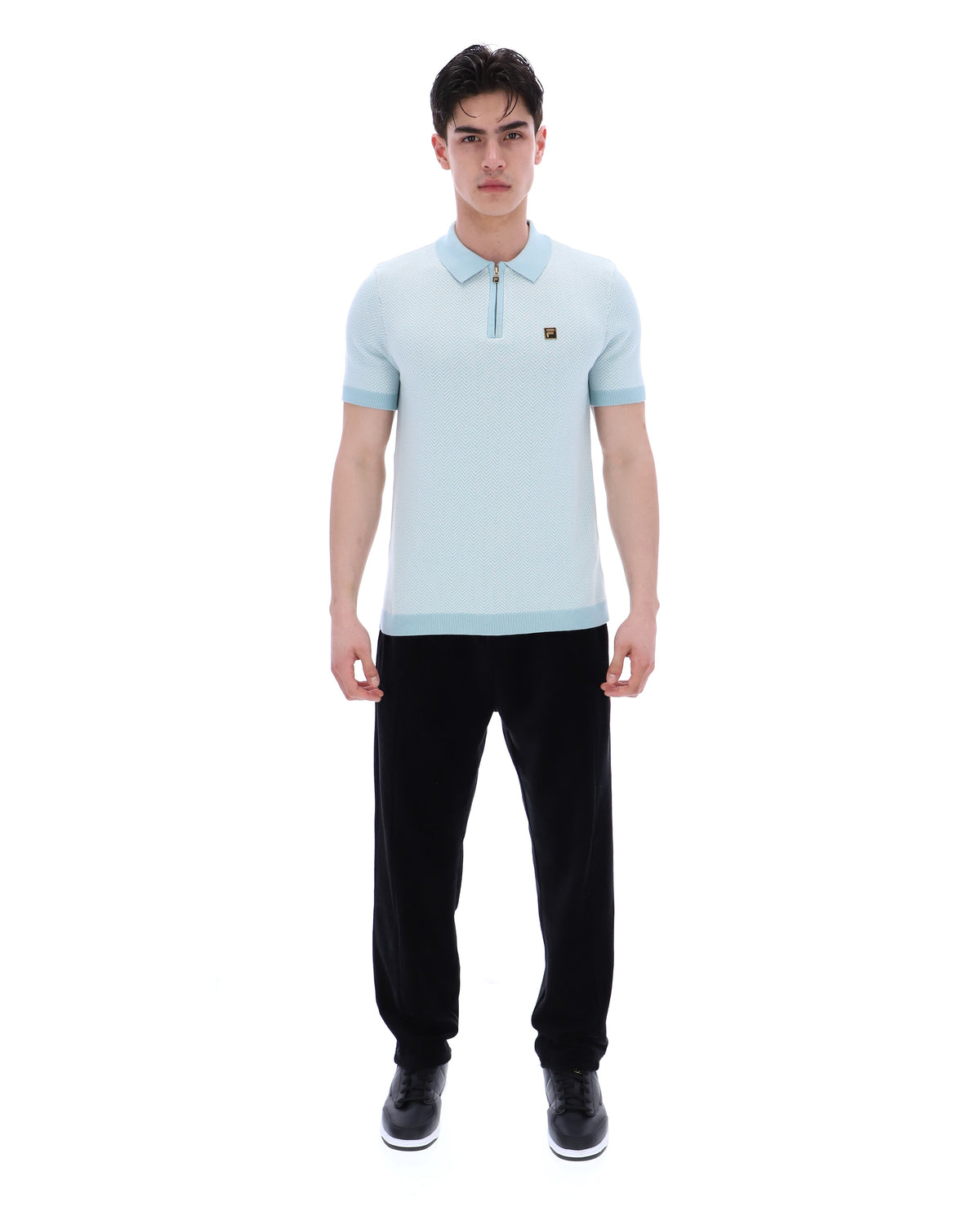 Sterling Blue Marty Zip Polo - Baby Blue