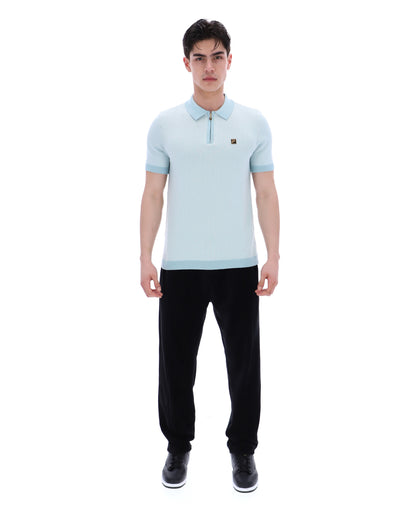 Sterling Blue Marty Zip Polo - Baby Blue