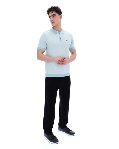 Sterling Blue Marty Zip Polo - Baby Blue