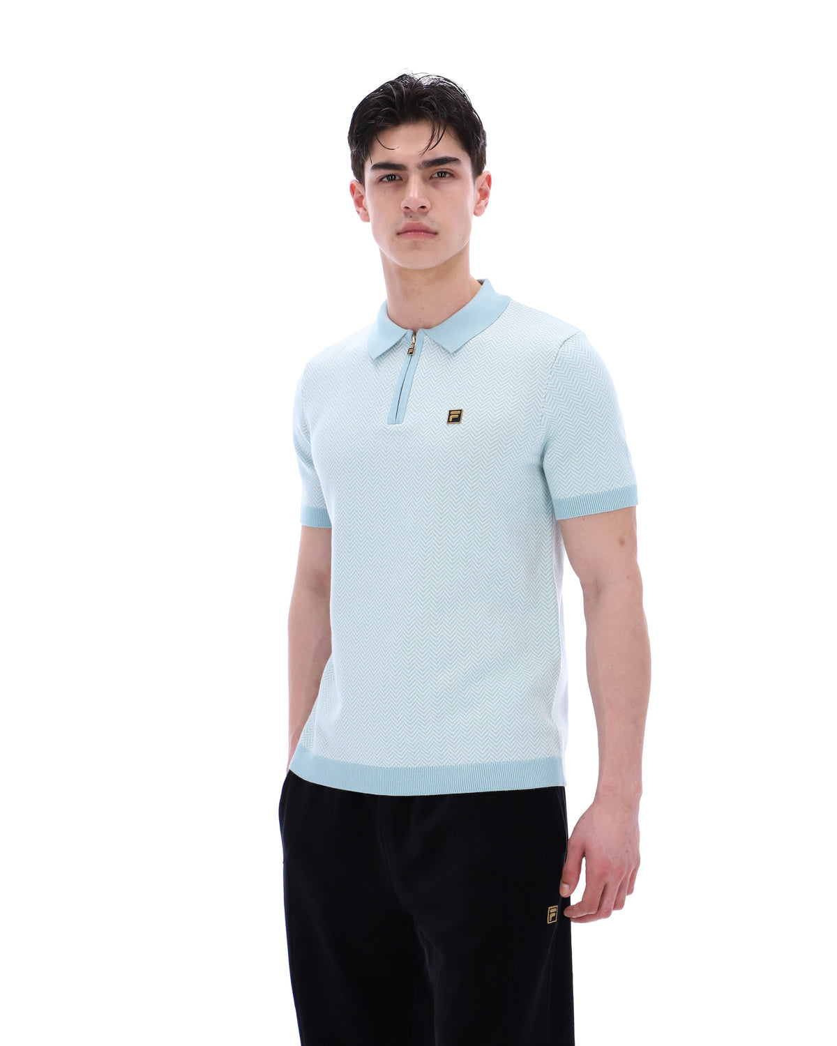 Sterling Blue Marty Zip Polo - Baby Blue