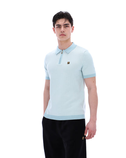 Sterling Blue Marty Zip Polo - Baby Blue