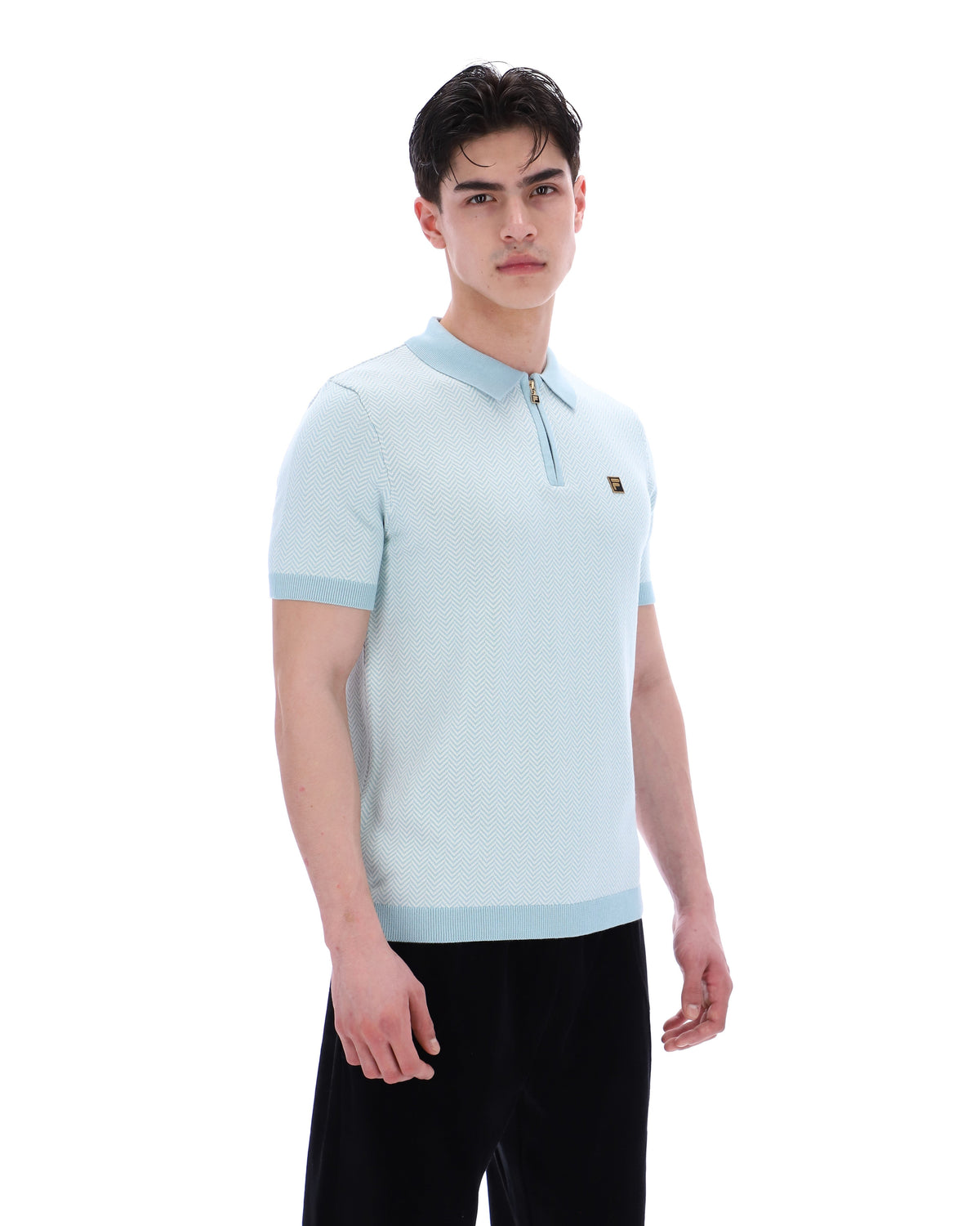 Sterling Blue Marty Zip Polo - Baby Blue